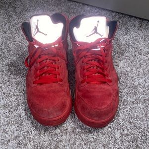 Red suede Jordan 5’s